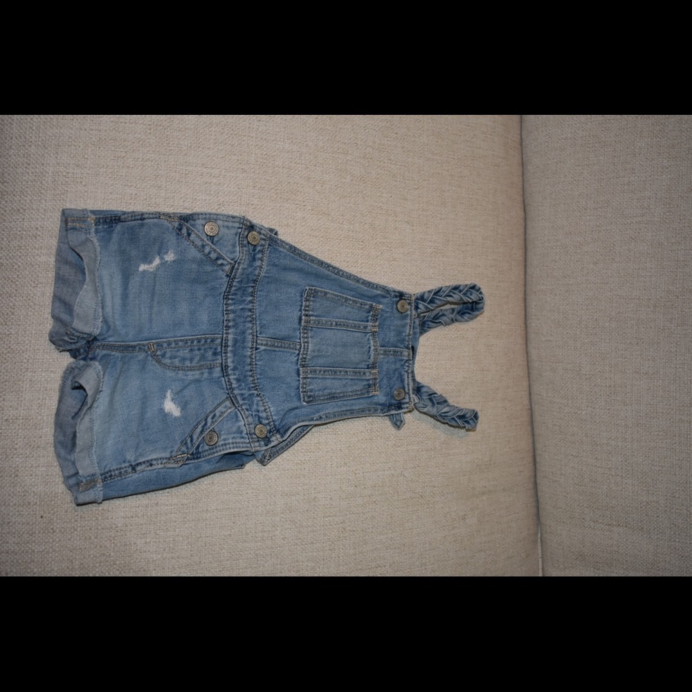 Distressed Denim Overalls